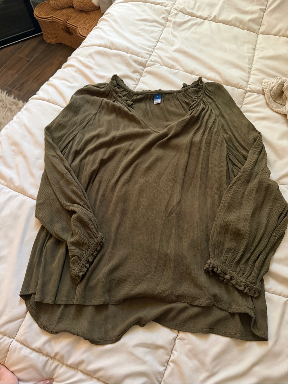 Olive Green Peasant Blouse